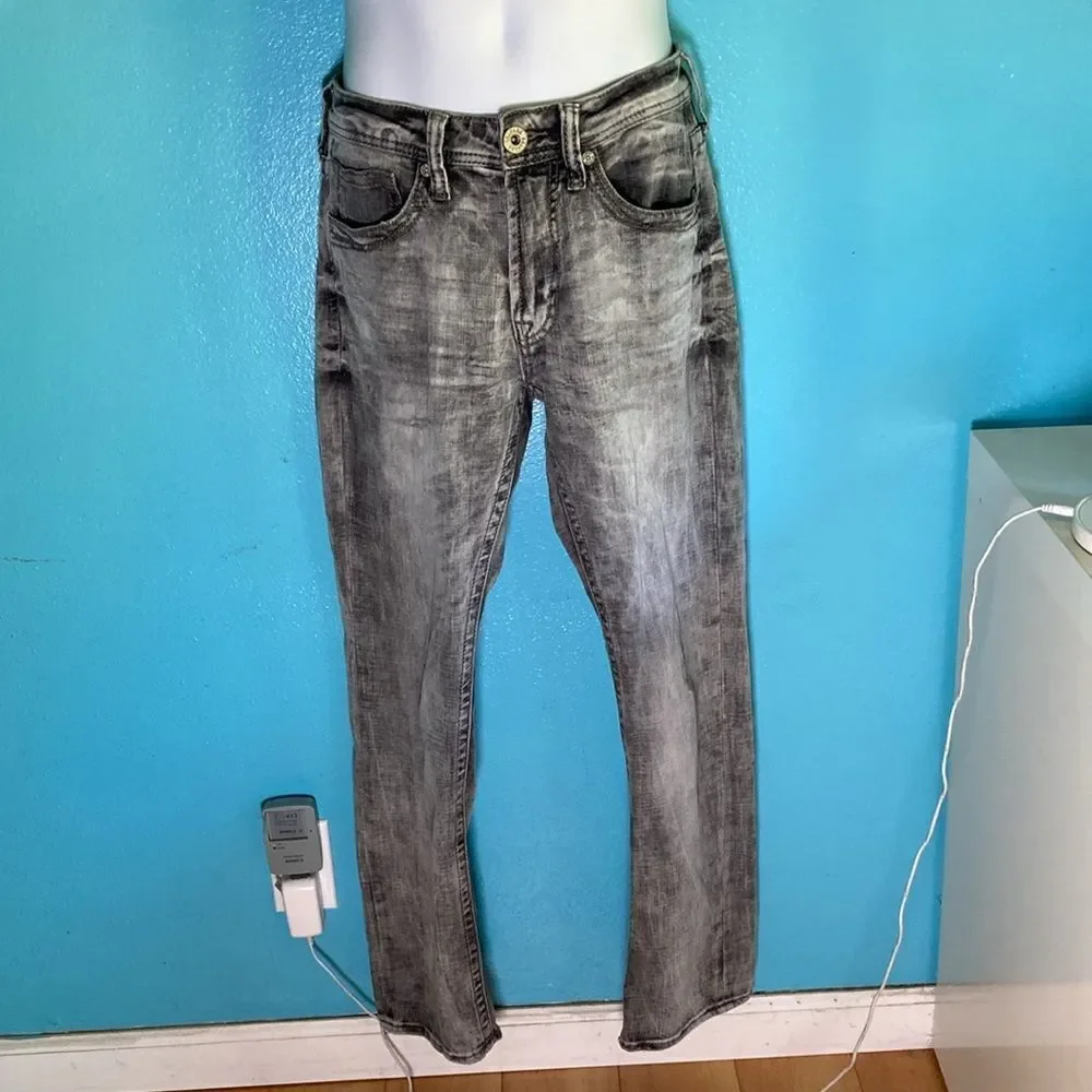 Men’s Jeans Size 31S Salvage Supply Co For Buckle Gray Washed Denim with Flaw